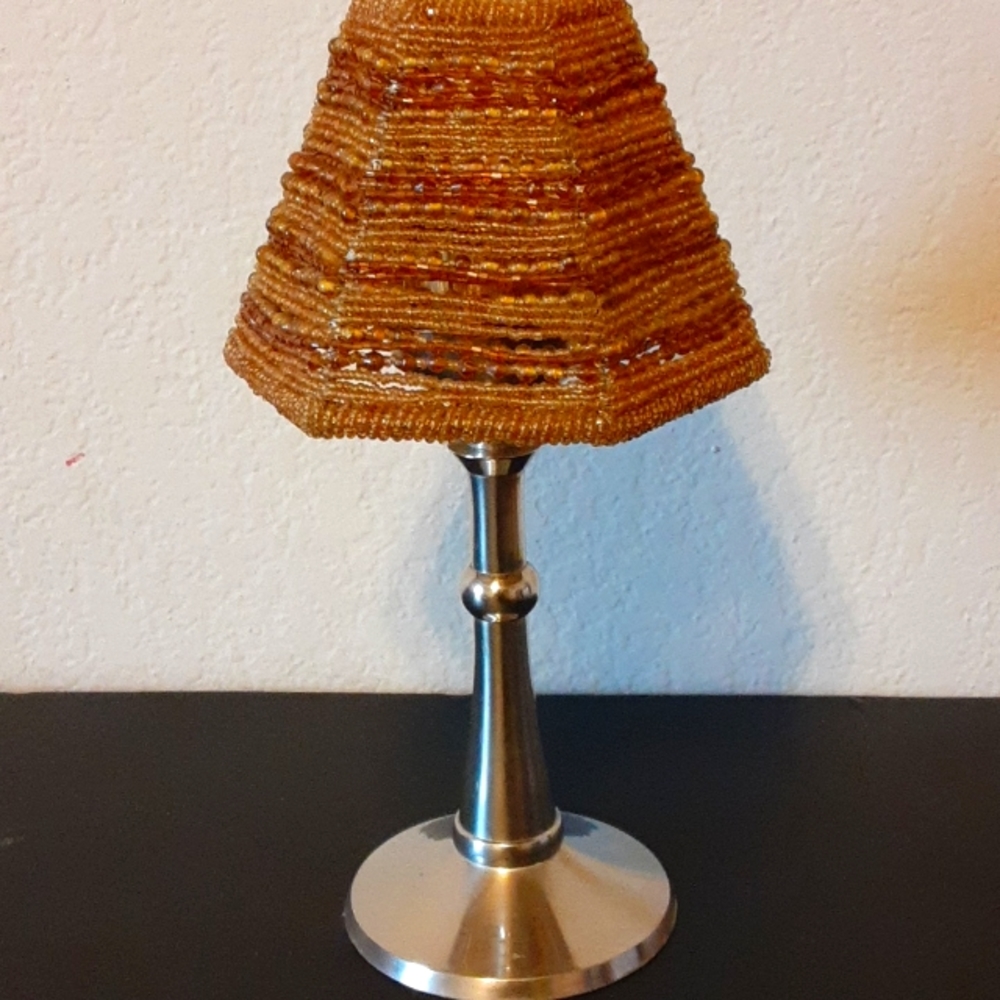 Beaded silver tea light holder